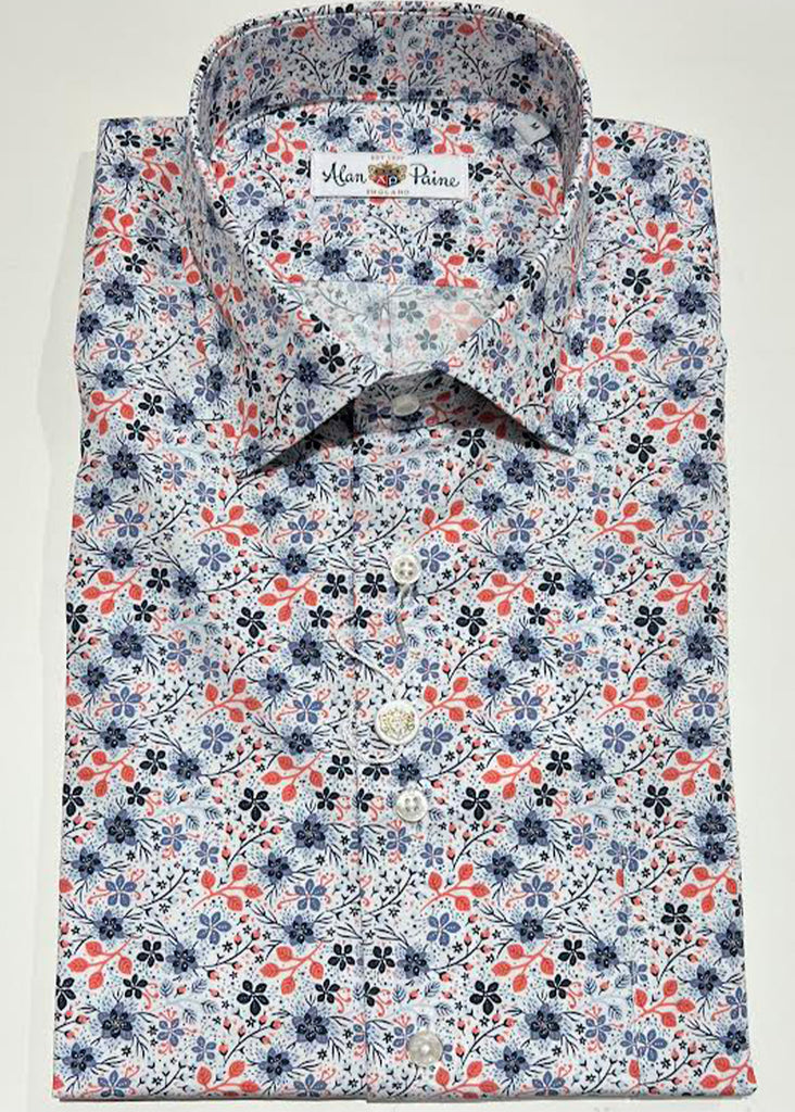 Alan Paine Johnstone Shirt | Blue and Orange Floral - Jordan Lash Charleston