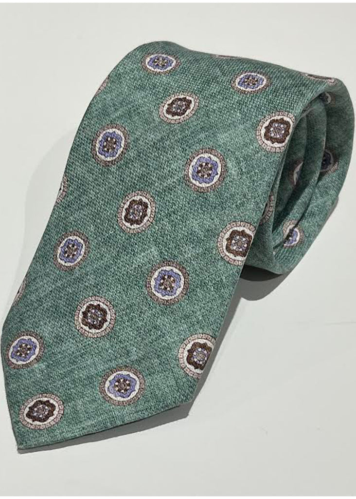 Edward Armah Medallion Neat Print Tie | Mint - Jordan Lash Charleston