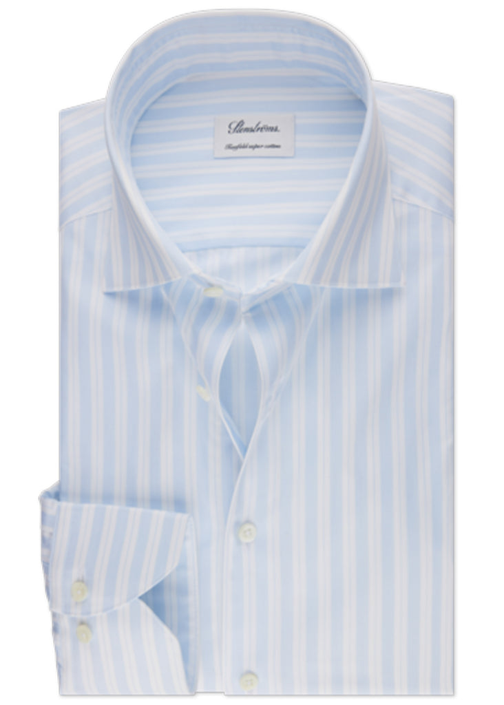 Stenstroms Fitted Body Shirt | Blue Striped Twill - Jordan Lash Charleston