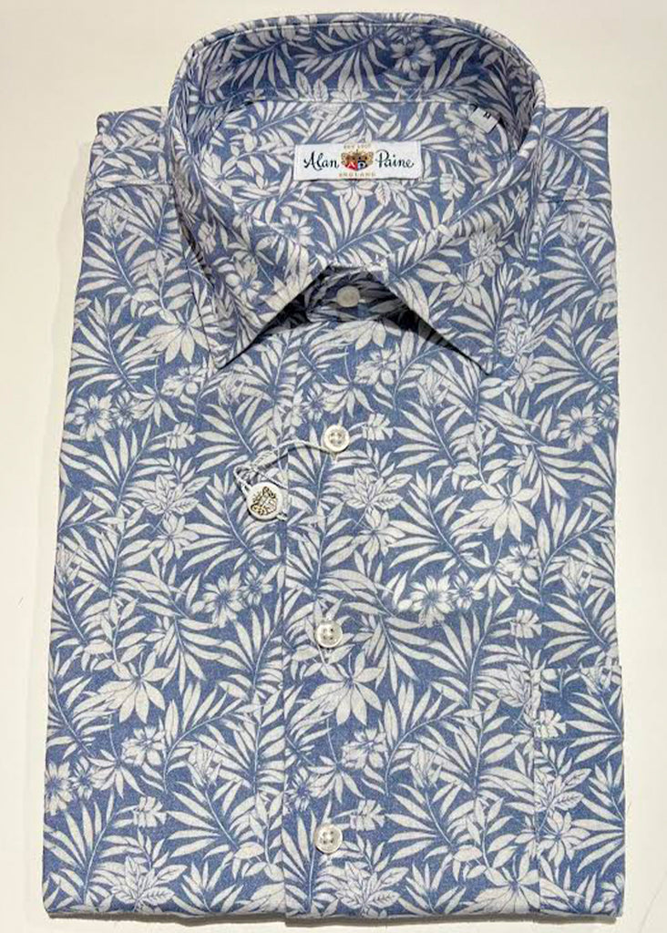 Alan Paine Johnstone Shirt | Denim Floral - Jordan Lash Charleston