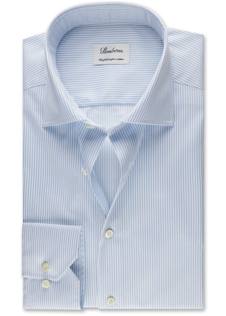Stenstroms Fitted Body Shirt | Light Blue Striped Twill - Jordan Lash Charleston