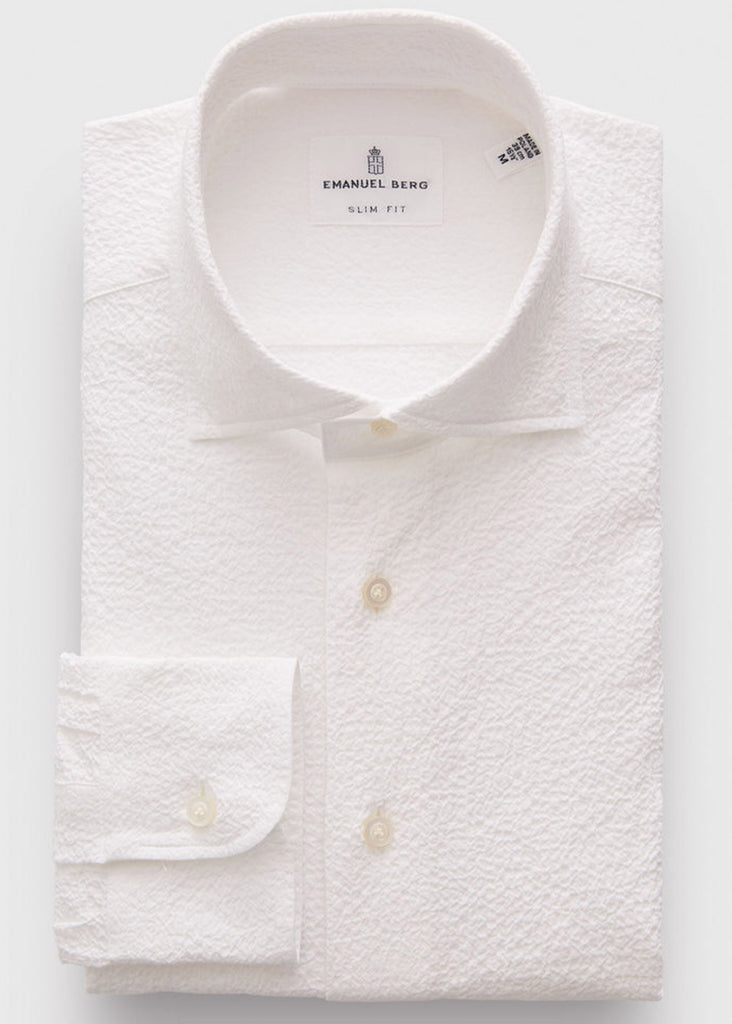Emanuel Berg Textured Crinkle Hybrid Shirt | White - Jordan Lash Charleston