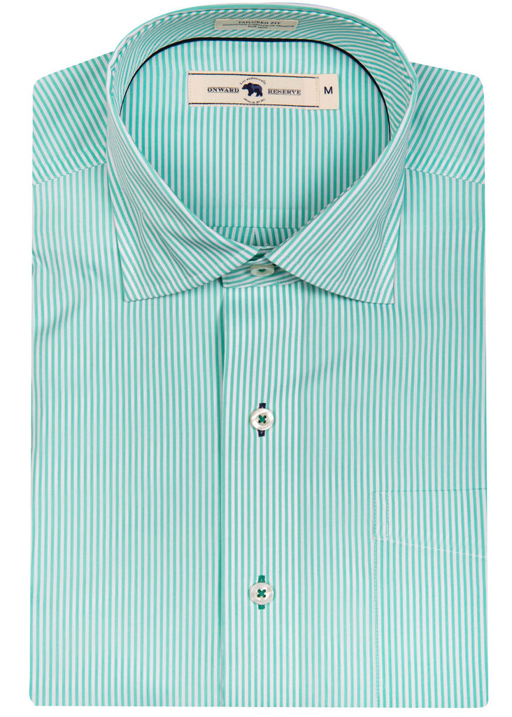 Onward Reserve Quad Tailored Fit Spread Collar Shirt | Biscay and White - Jordan Lash Charleston
