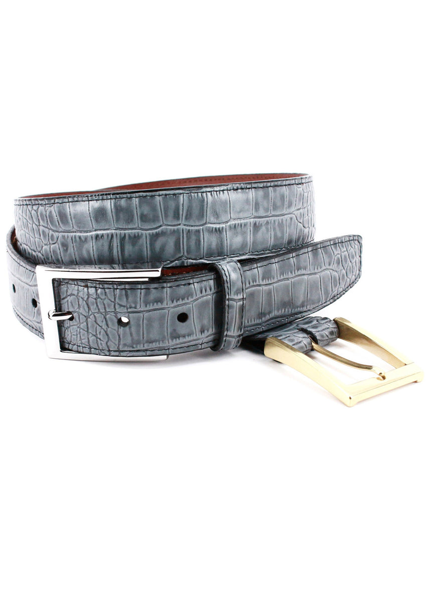 Torino Alligator Embossed Calf Belt - Black 40