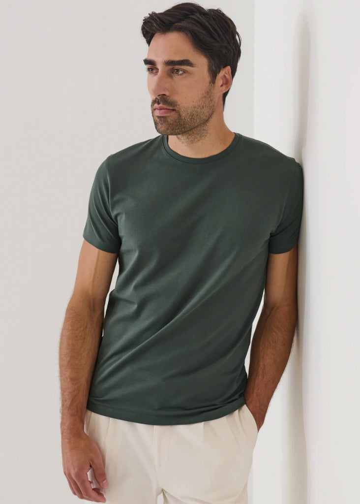 Patrick Assaraf Short Sleeve Iconic Pima Stretch Crew | Rainforest - Jordan Lash Charleston