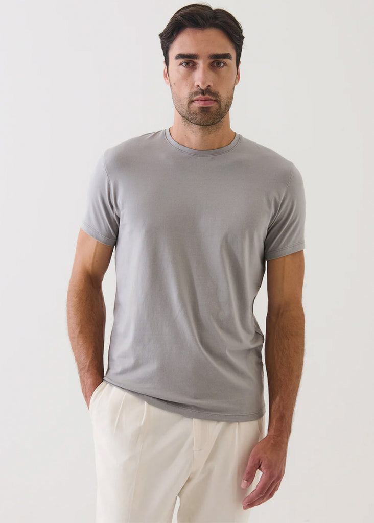 Patrick Assaraf Short Sleeve Iconic Pima Stretch Crew | Smog - Jordan Lash Charleston