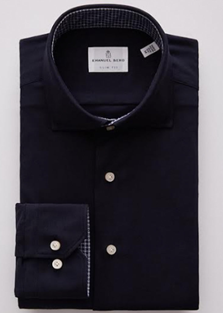 Emanuel Berg Modern 4 Flex Stretch Knit Shirt w/ Contrast | Navy - Jordan Lash Charleston