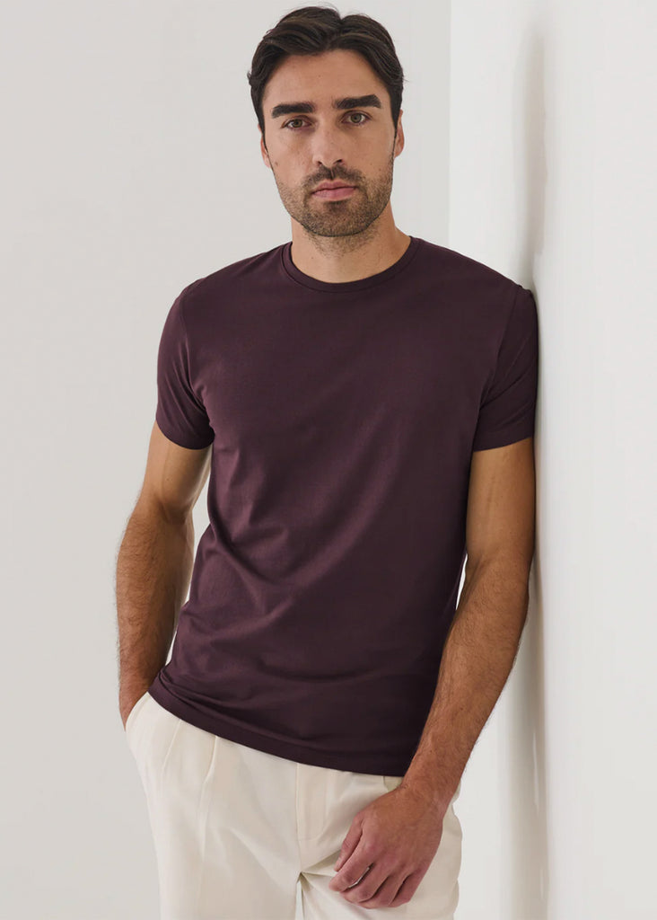Patrick Assaraf Short Sleeve Iconic Pima Stretch Crew | Bordeaux - Jordan Lash Charleston