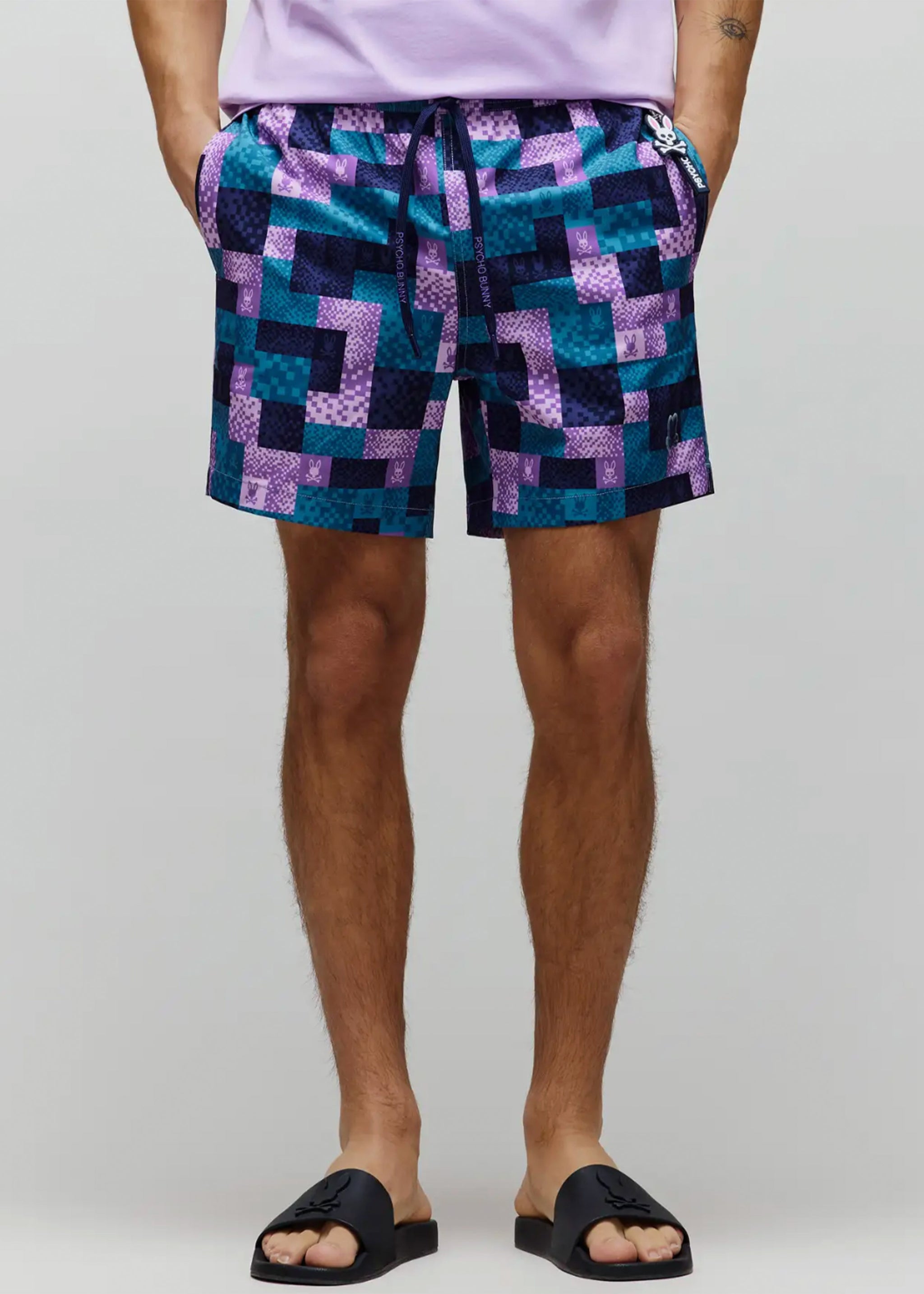 Psycho Bunny Olivier All Over Bunny Swim Trunk | Mallard Blue