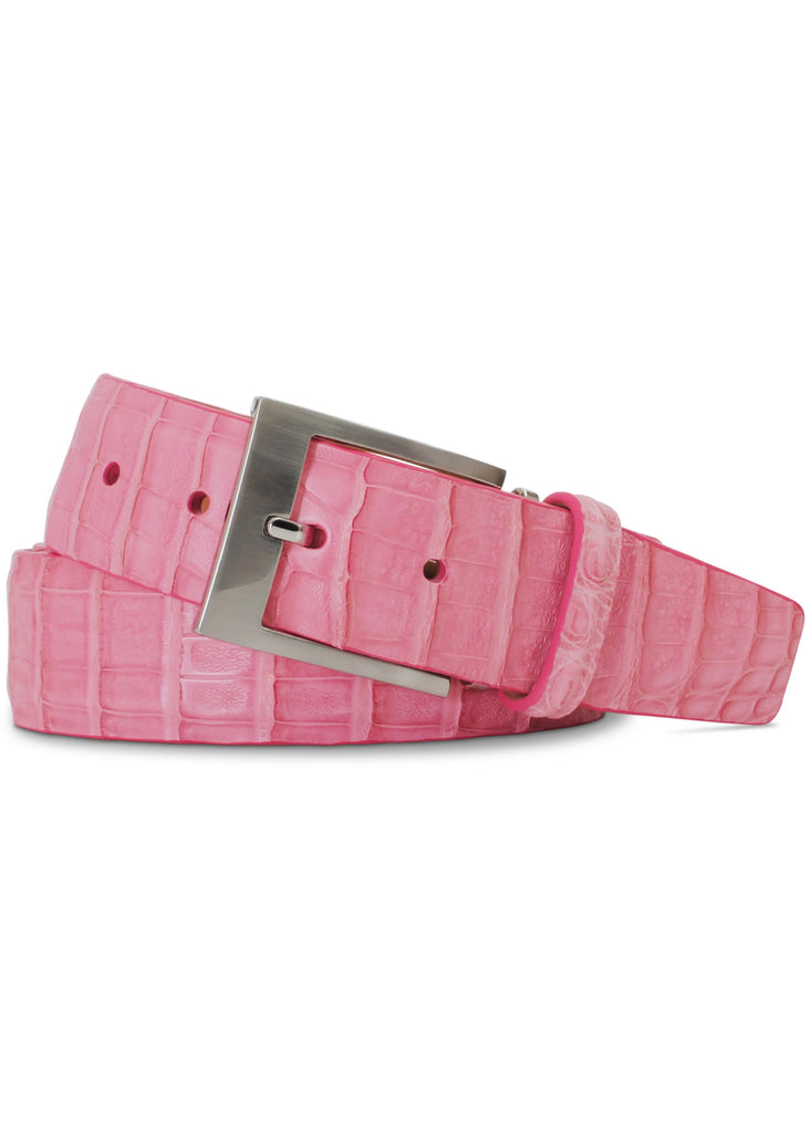 Jordan Lash Charleston 1 3/8" Caiman Crocodile Belly Belt | Pink - Jordan Lash Charleston