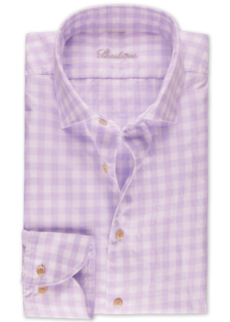 Stenstroms Fitted Body Casual Shirt | Purple Checked Twill - Jordan Lash Charleston