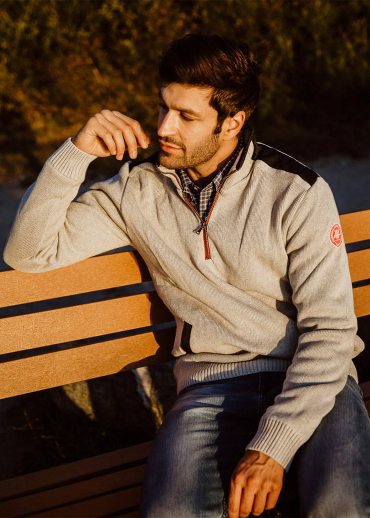 Holebrook Gregor Windproof Cotton 1/4 Zip Sweater | Light Grey - Jordan Lash Charleston