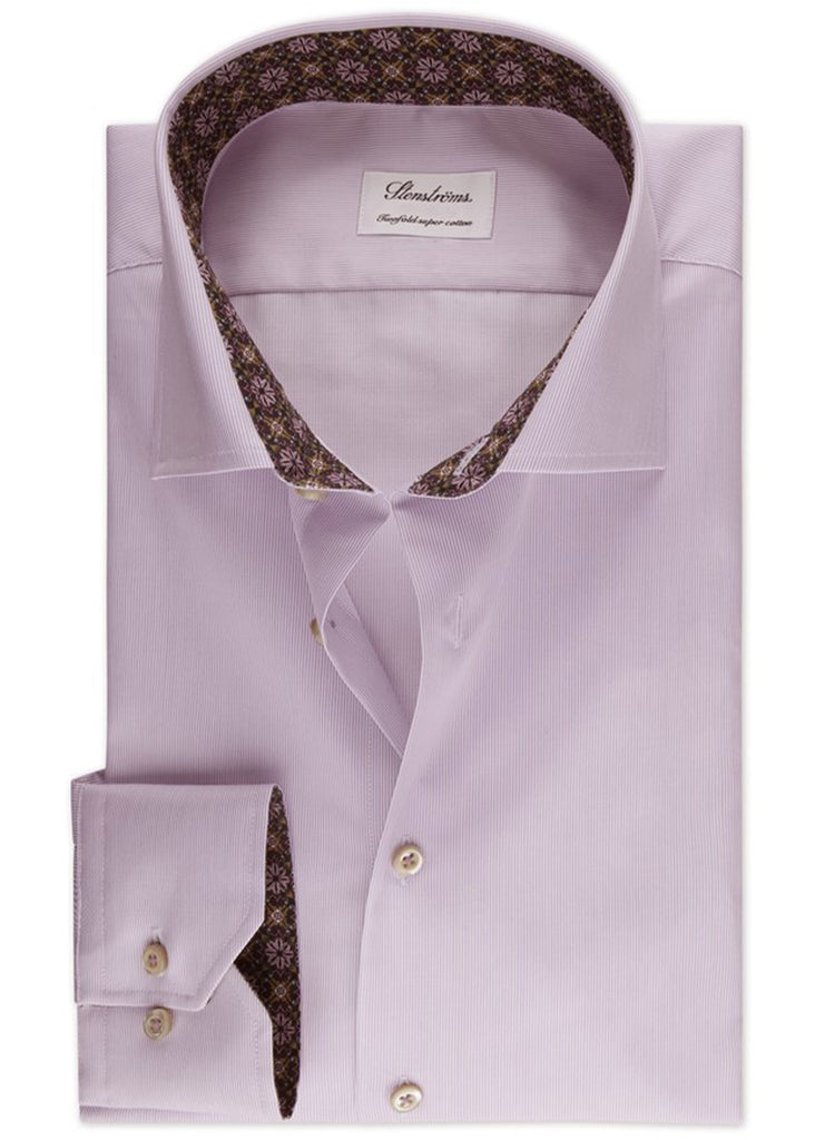 Stenstroms Fitted Body Shirt | Pink Striped Contrast Twill - Jordan Lash Charleston