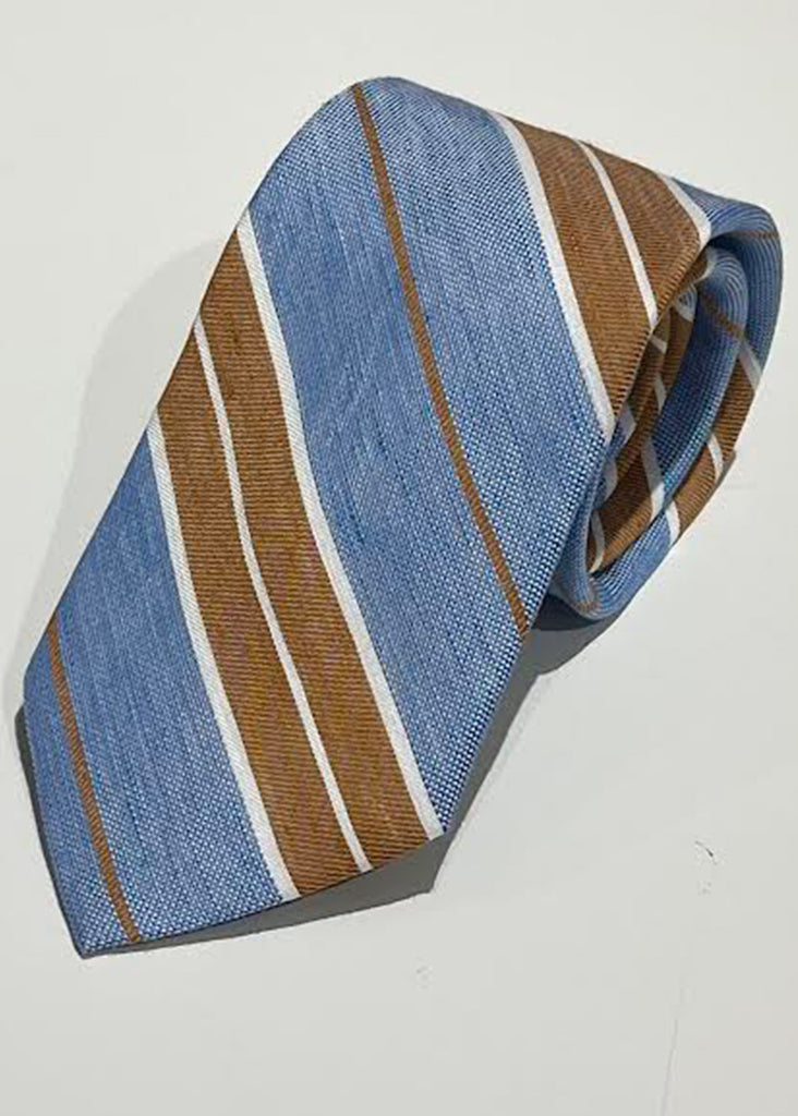 Edward Armah Unbalanced Stripes Tie | Chambray - Jordan Lash Charleston