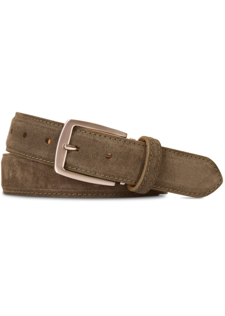 Jordan Lash Charleston 1 3/8" Italian Suede Belt | Olive - Jordan Lash Charleston