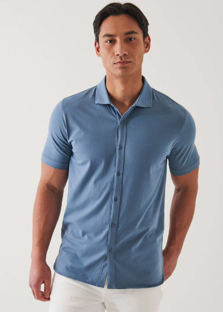 Patrick Assaraf Short Sleeve Iconic B.FRT Shirt | Steel Blue - Jordan Lash Charleston