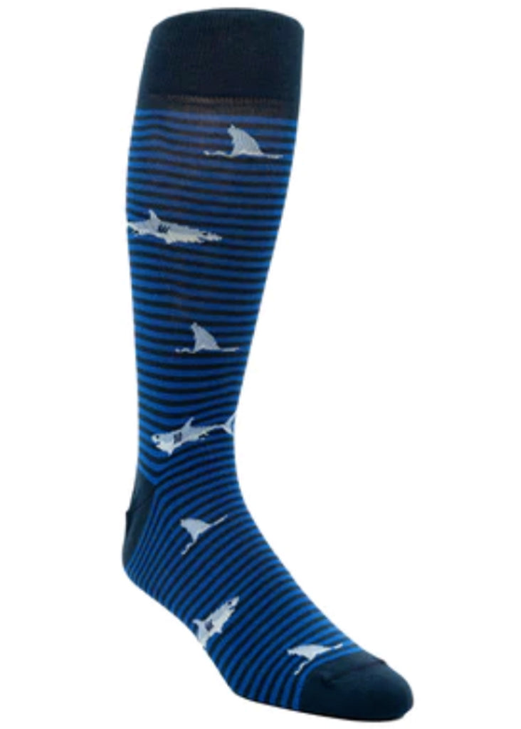 Ell & Atty Shark Sock | Navy Stripes - Jordan Lash Charleston