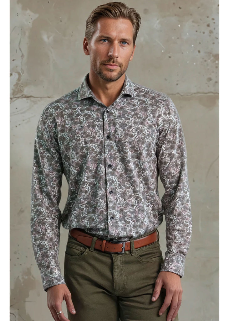 Stone Rose Printed DT Pique Shirt | Dark Pink - Jordan Lash Charleston