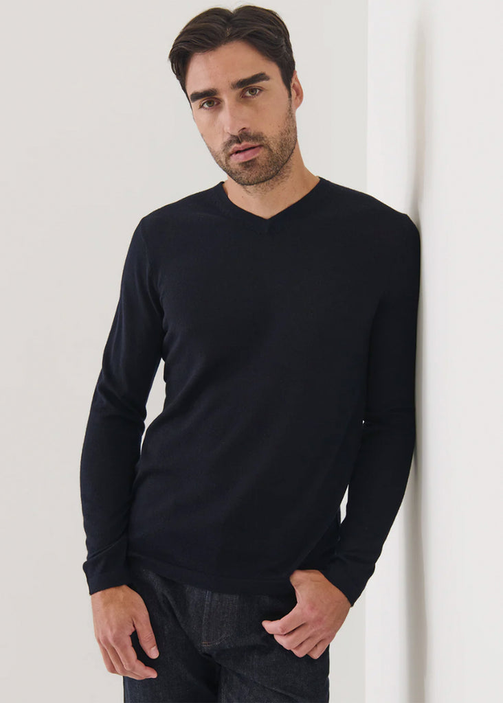 Patrick Assaraf 14GG Merino V Neck Sweater | Dark Navy - Jordan Lash Charleston