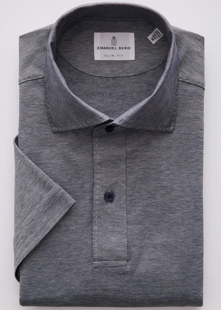 Emanuel Berg Premium Quality Jersey Knit Short Sleeve Polo | Navy - Jordan Lash Charleston