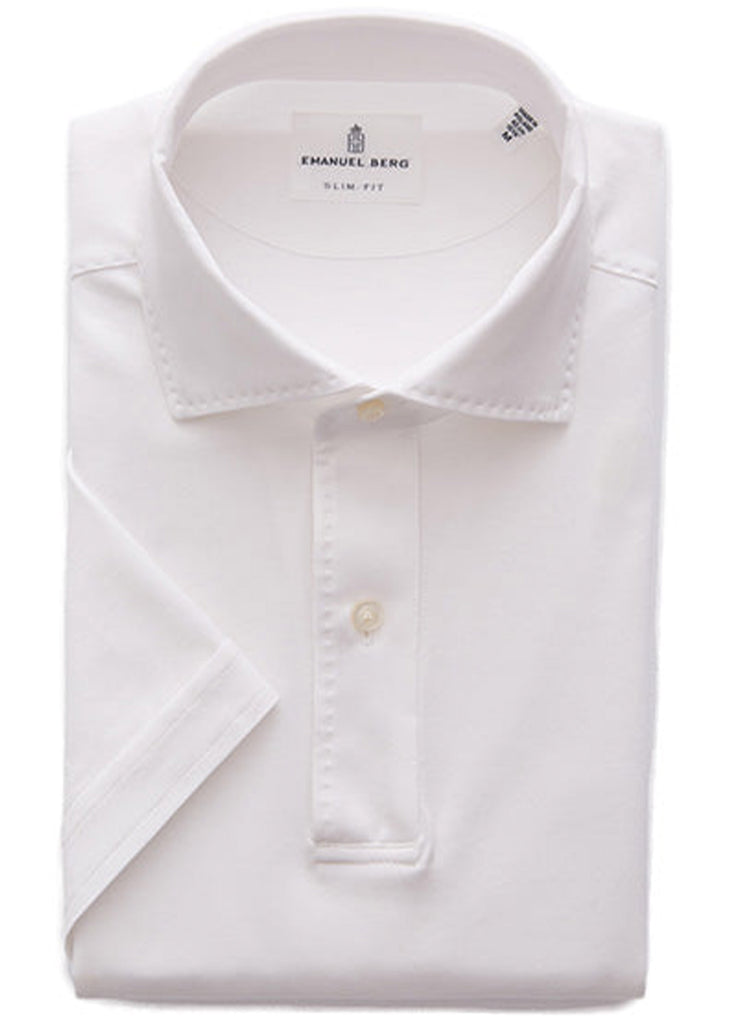 Emanuel Berg Premium Quality Jersey Knit Short Sleeve Polo | White - Jordan Lash Charleston
