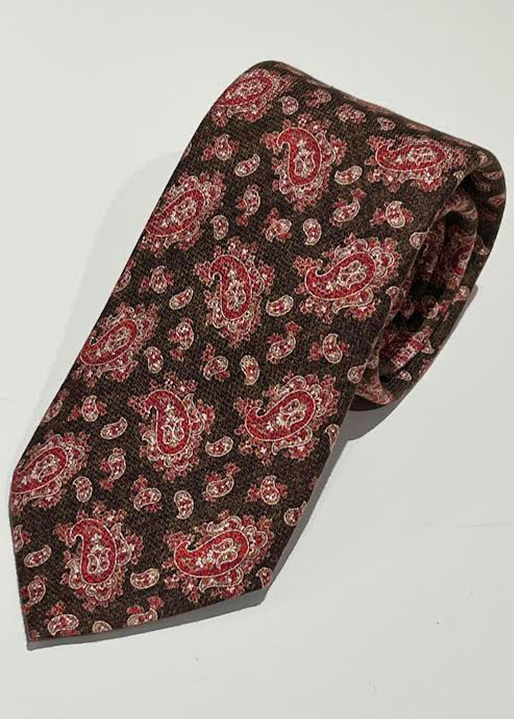 Edward Armah Paisley Tie | Brown and Red - Jordan Lash Charleston
