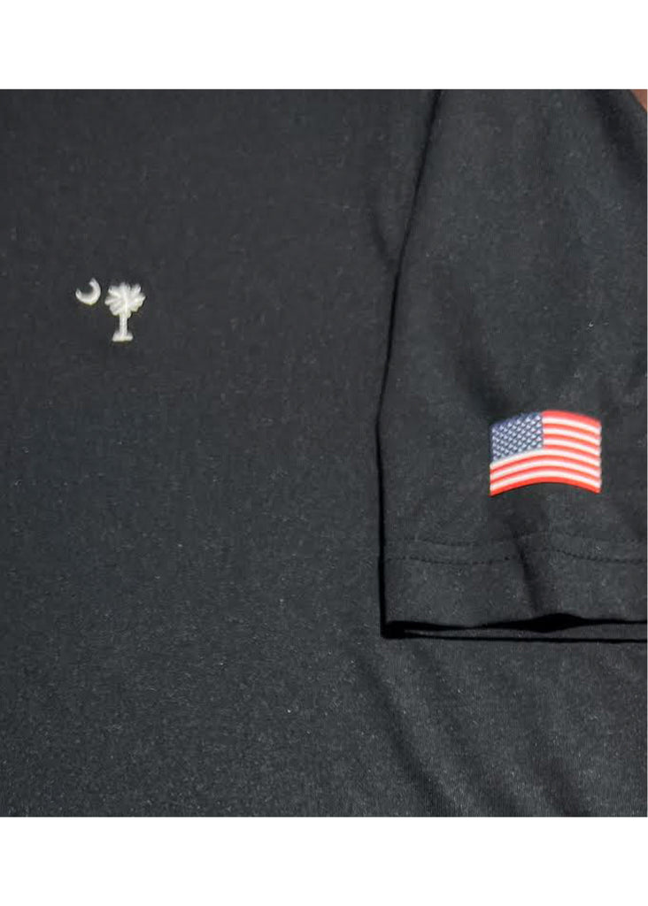 Fairway & Greene USA Solid Tech Jersey Polo w/ Palmetto and USA Embroidery | Black - Jordan Lash Charleston
