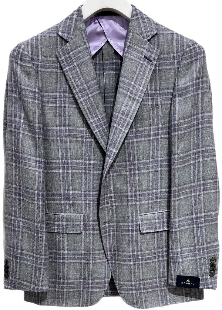Scabal Amalfi Trend Soho Soft Sport Coat | Light Grey and Purple - Fabric 853491 - Jordan Lash Charleston