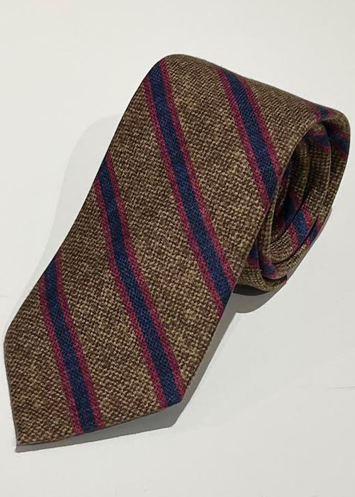 Edward Armah Stripes Tie | Brown, Wine and Navy - Jordan Lash Charleston