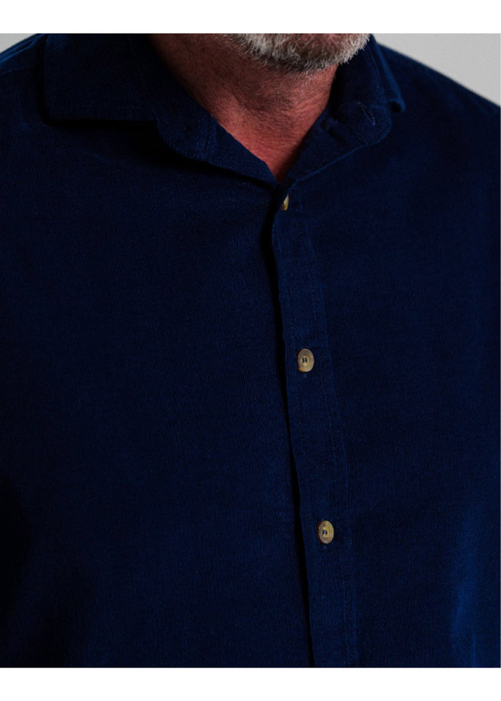 Stone Rose Solid Micro Corduroy Shirt | Dark Navy - Jordan Lash Charleston