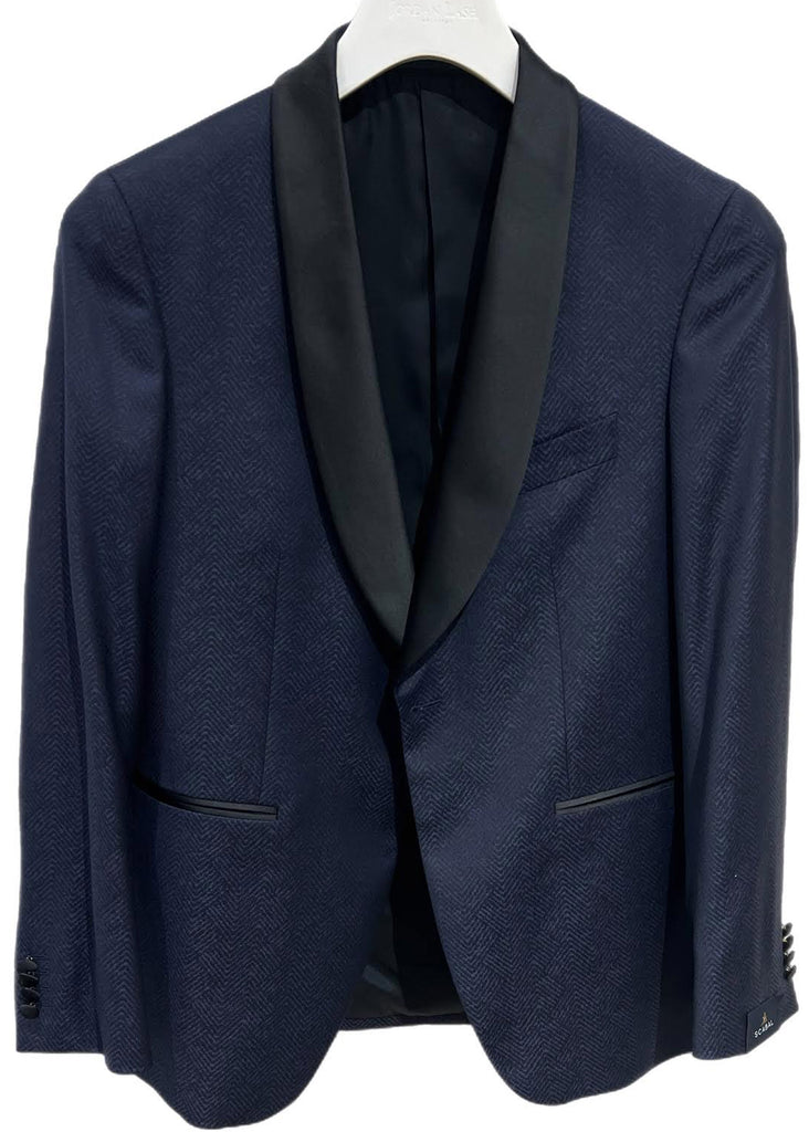 Scabal Freestyle Soho Soft Tuxedo Jacket | Navy and Black w/ Satin Shawl Collar - Fabric 706414 - Jordan Lash Charleston