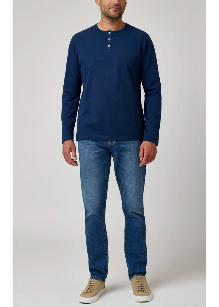 Stone Rose Long Sleeve Solid 3 Button Henley | Navy - Jordan Lash Charleston