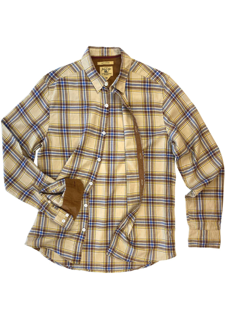 Gilded Age NYC Parker Shirt | Khaki, Blue and Yellow Plaid - Jordan Lash Charleston