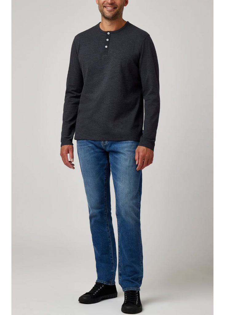 Stone Rose Long Sleeve Solid 3 Button Henley | Charcoal - Jordan Lash Charleston