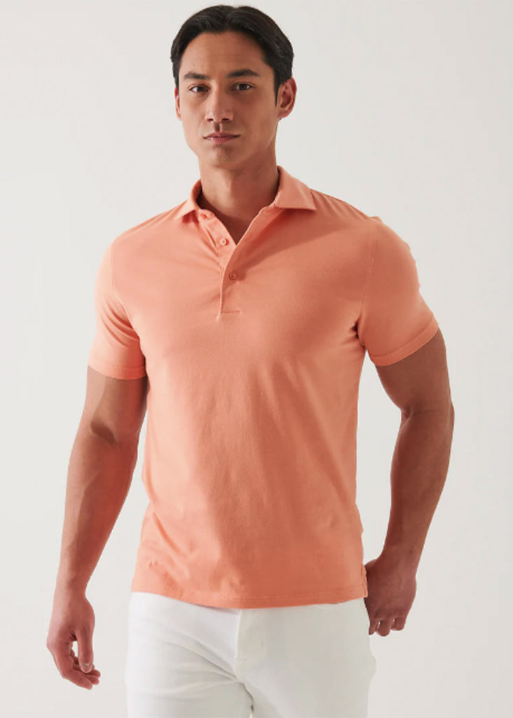 Patrick Assaraf Short Sleeve AMF Stitch Polo | Apricot Orange - Jordan Lash Charleston
