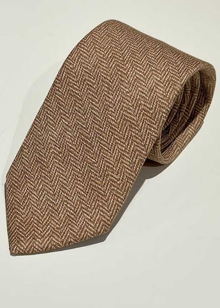 Edward Armah Herringbone Tie | Khaki - Jordan Lash Charleston