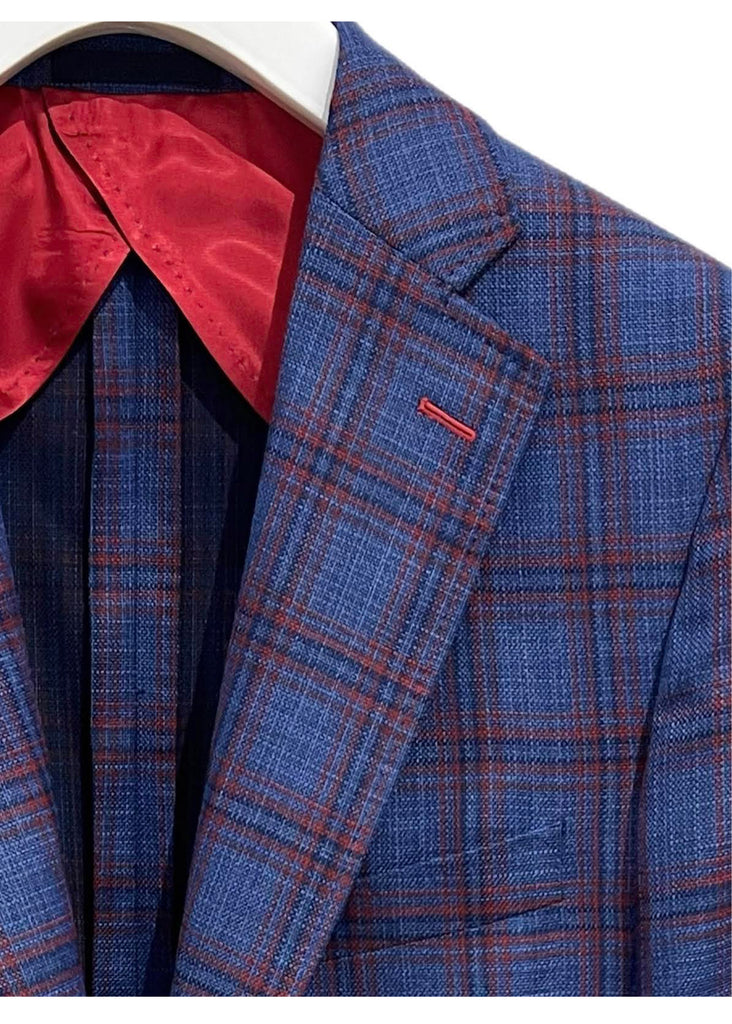 Scabal Mosaic Soho Soft Sport Coat | Blue and Red - Fabric 853547 - Jordan Lash Charleston