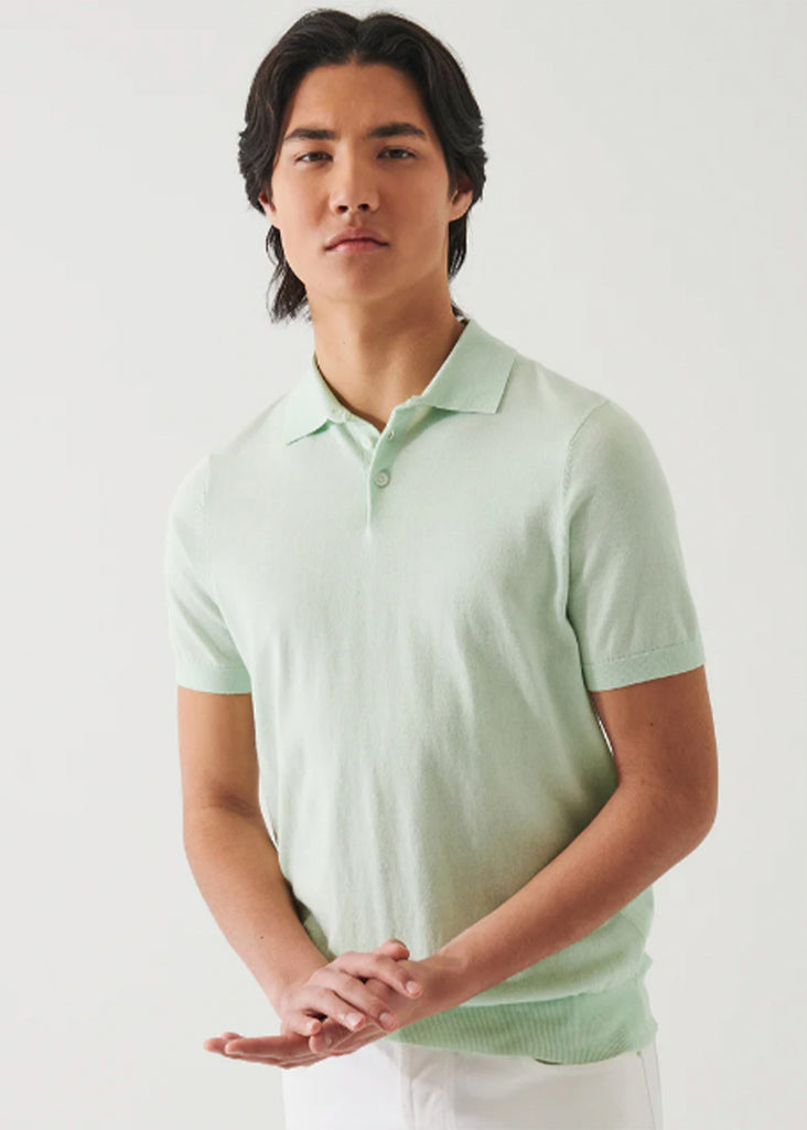 Patrick Assaraf Short Sleeve Cotton Cupro 3 Button Polo | Lime - Jordan Lash Charleston