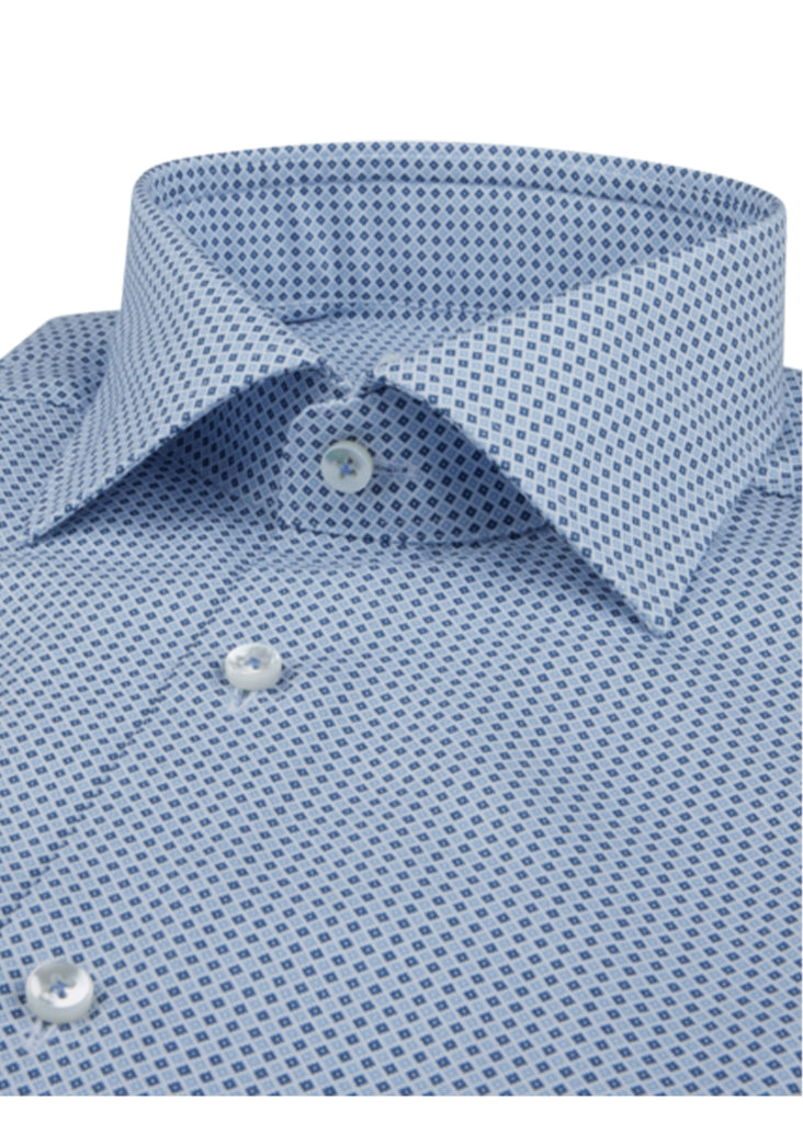 Stenstroms Fitted Body Shirt | Blue Micro Patterned Twill - Jordan Lash Charleston
