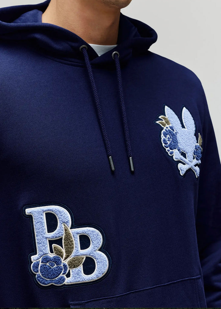 Psycho Bunny Auguste Floral Patch Hoodie | Evening Blue - Jordan Lash Charleston