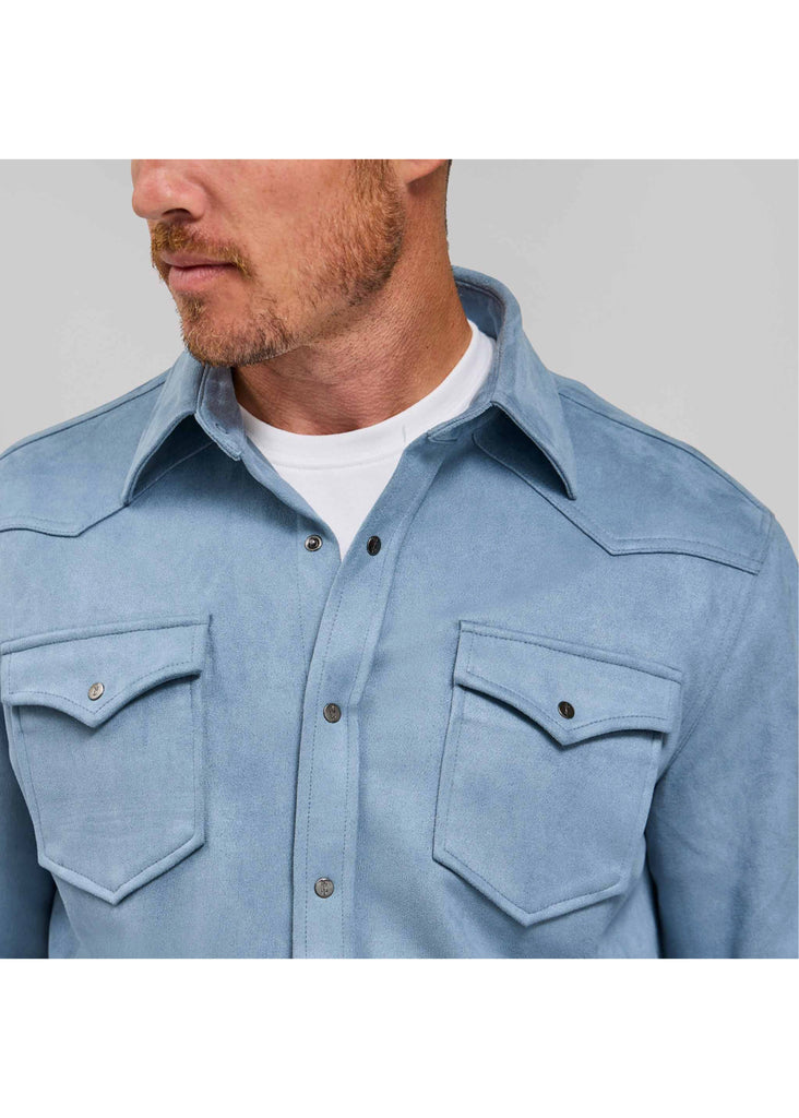 Rye 51 The Wyatt Microsuede Shirt Jacket | Sky Blue - Jordan Lash Charleston