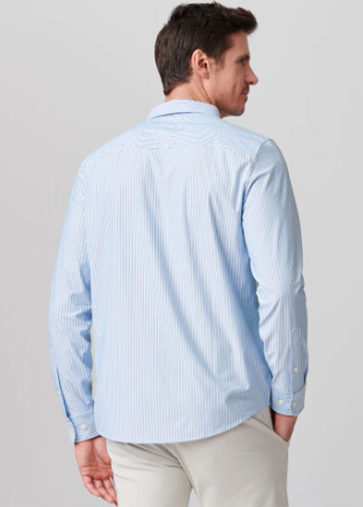 Rhone Commuter Shirt Slim Fit | Light Blue and Burnt Coral Stripe - Jordan Lash Charleston