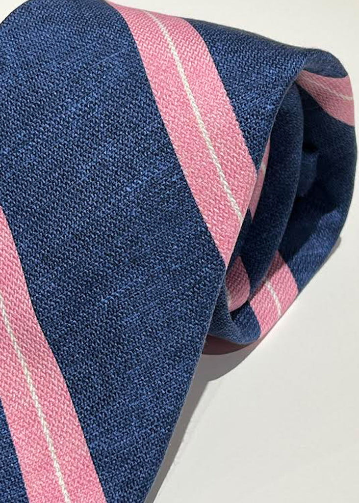 Edward Armah Stripes Tie | Denim and Pink - Jordan Lash Charleston
