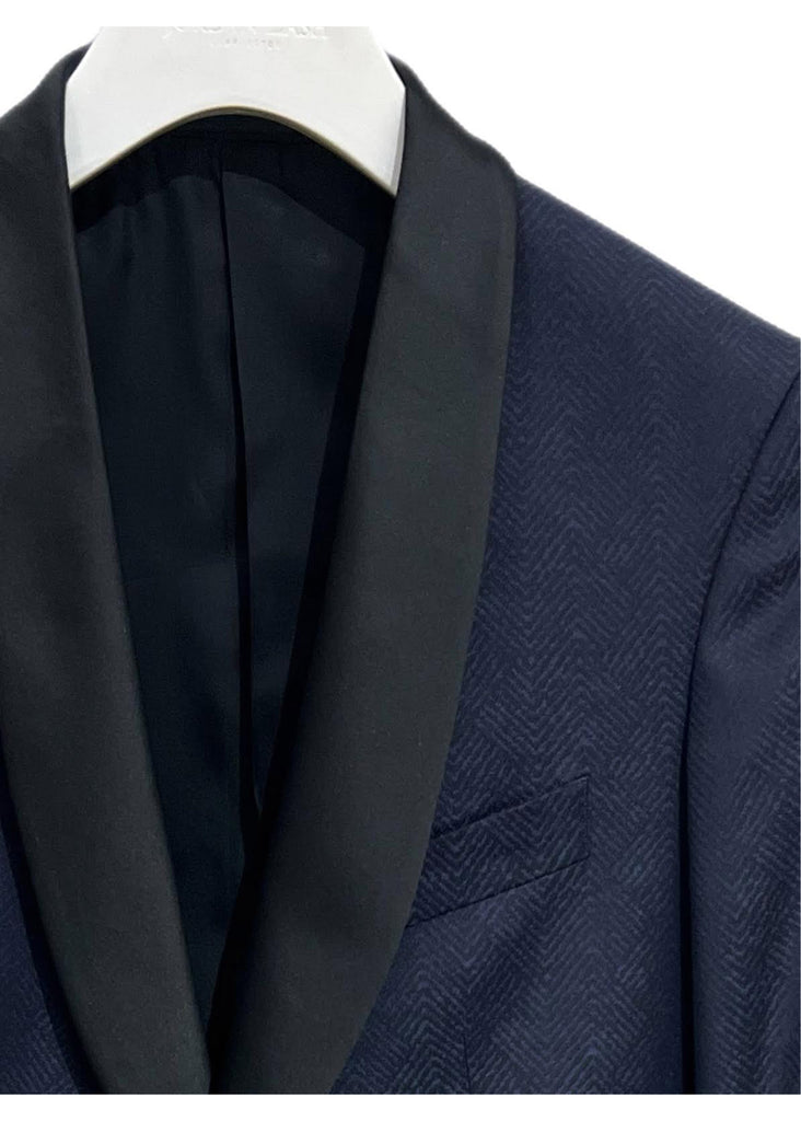 Scabal Freestyle Soho Soft Tuxedo Jacket | Navy and Black w/ Satin Shawl Collar - Fabric 706414 - Jordan Lash Charleston