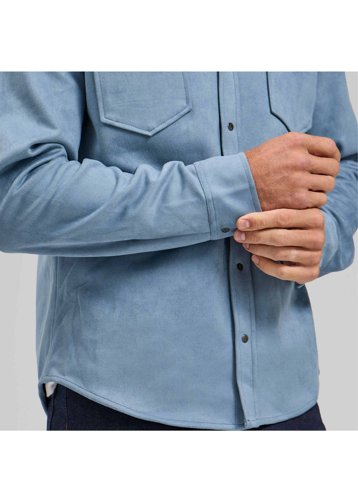 Rye 51 The Wyatt Microsuede Shirt Jacket | Sky Blue - Jordan Lash Charleston
