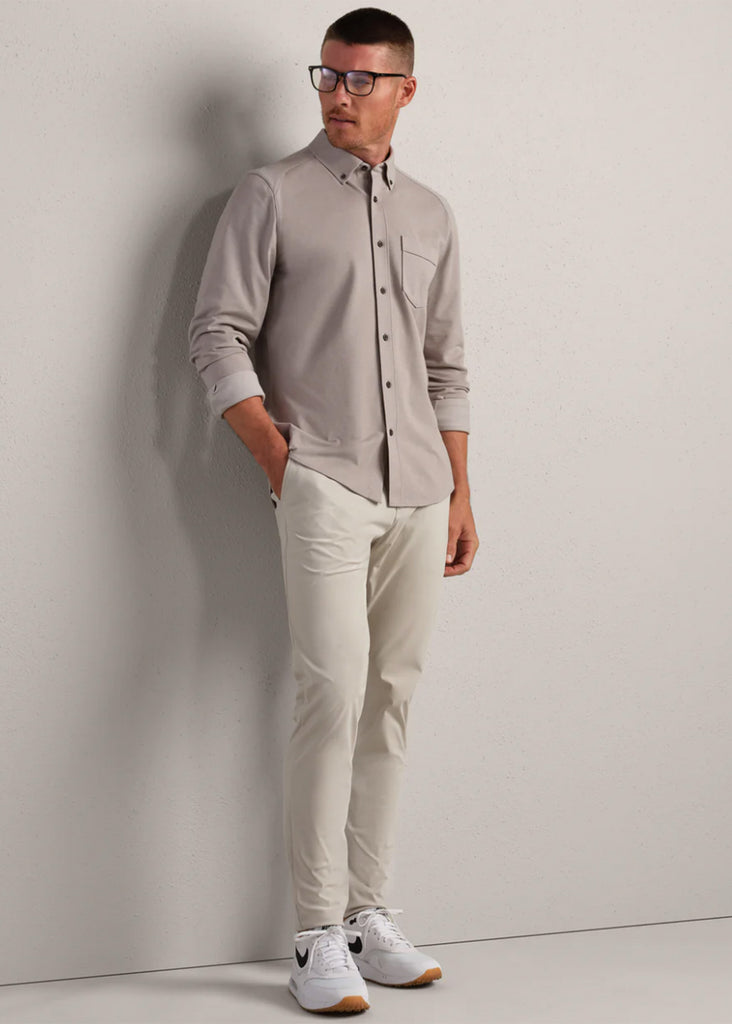 Rhone Effortless Oxford Button Down Shirt | Foggy Taupe Heather - Jordan Lash Charleston