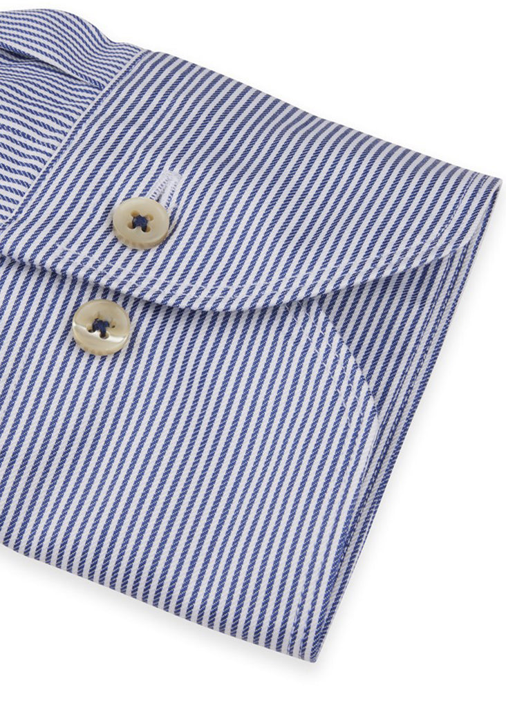 Stenstroms Fitted Body Casual Shirt | Blue Striped Twill - Jordan Lash Charleston