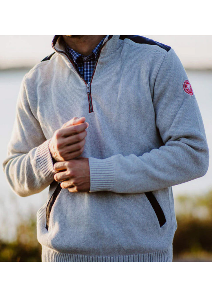 Holebrook Gregor Windproof Cotton 1/4 Zip Sweater | Light Grey - Jordan Lash Charleston