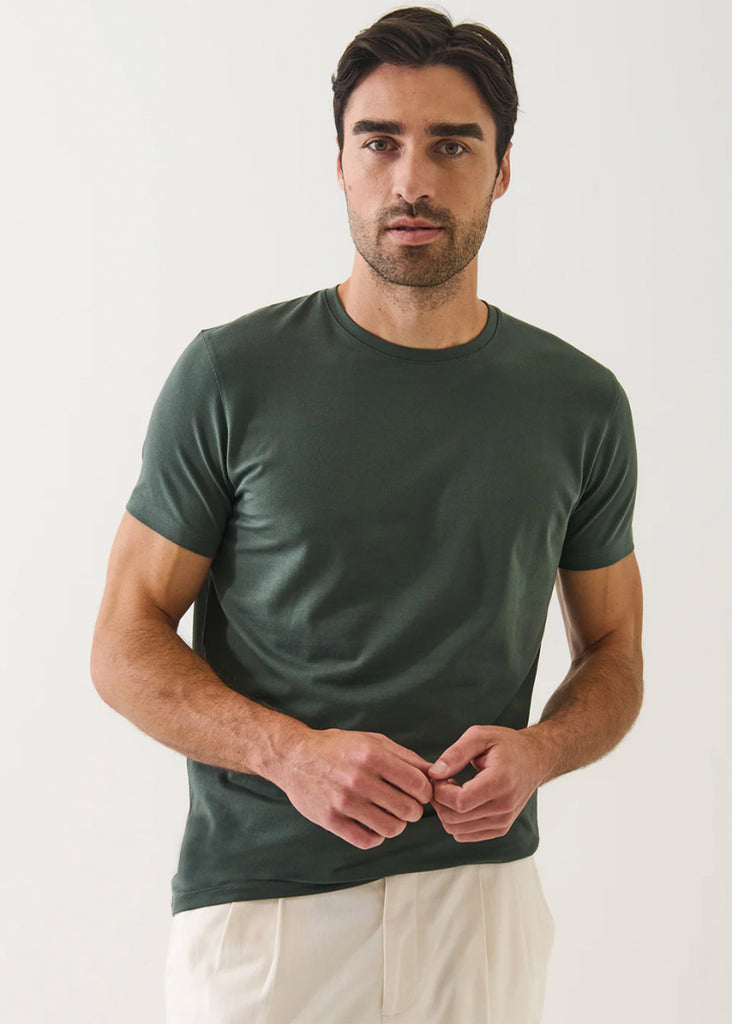 Patrick Assaraf Short Sleeve Iconic Pima Stretch Crew | Rainforest - Jordan Lash Charleston