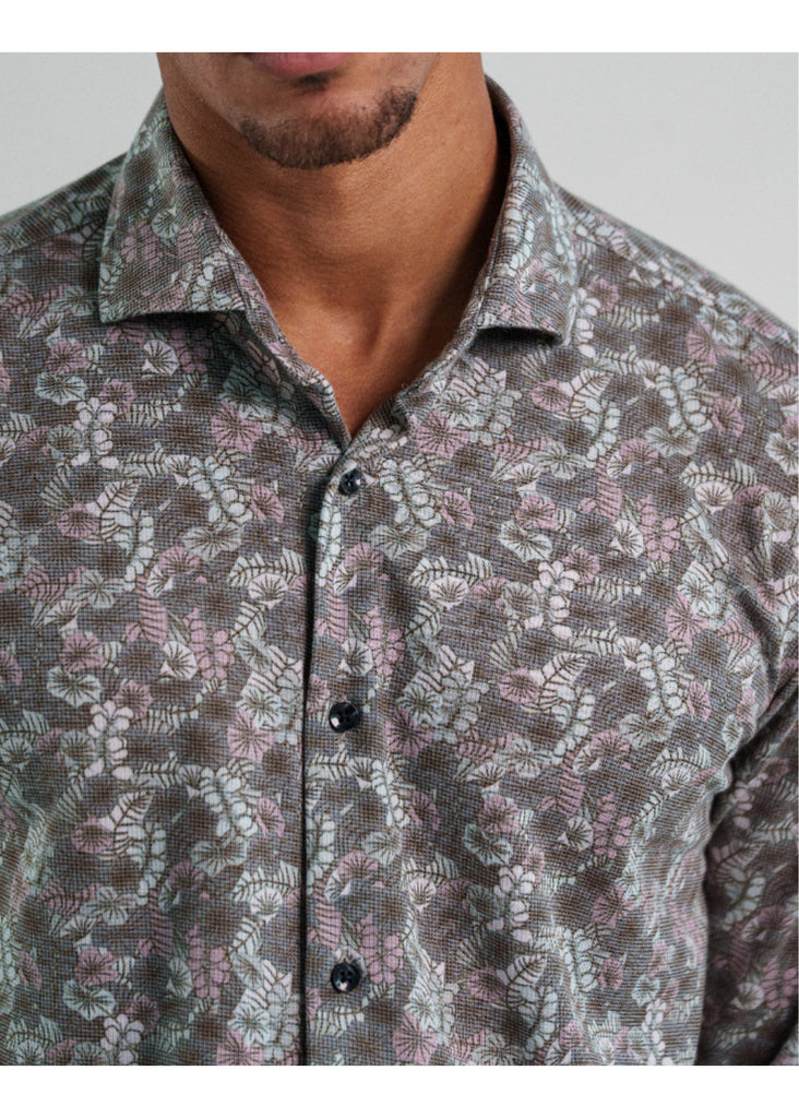 Stone Rose Printed DT Pique Shirt | Dark Pink - Jordan Lash Charleston
